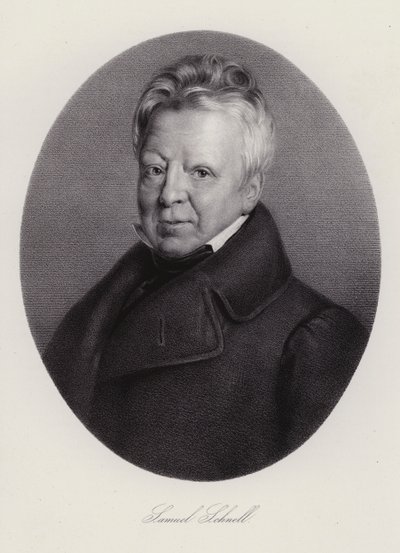 Samuel Ludwig Schnell, schweizisk advokat (gravering) af Swiss School