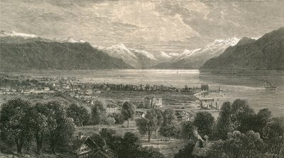Vevey og den øverste del af Genevesøen, med udsigt mod Rhone-dalen af Swiss School