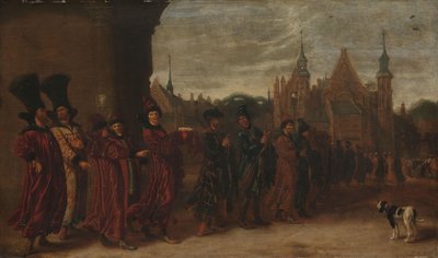 Legationen fra zaren af Muscovy på vej til et møde mellem generalstaterne i Haag af Sybrand van Beest