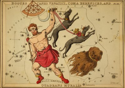Bootes Canes Venatici, Coma Berenice og Quadrans Muralis, Illustration fra 