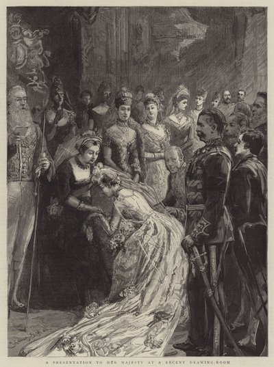 En Præsentation til Hendes Majestæt i en nylig tegnestue af Sydney Prior Hall