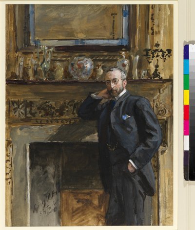 Gentleman i et interiør ved 5 Fig Tree Court, 1890 af Sydney Prior Hall