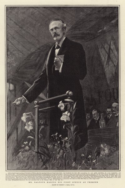 Balfour holder sin første tale som premierminister af Sydney Prior Hall