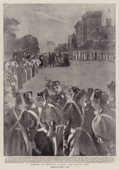 Sygeplejersker på Windsor Castle, March Past af Sydney Prior Hall