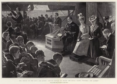 Kongen og Dronningens krydstogt, gudstjeneste ombord på Royal Yacht Victoria og Albert af Sydney Prior Hall