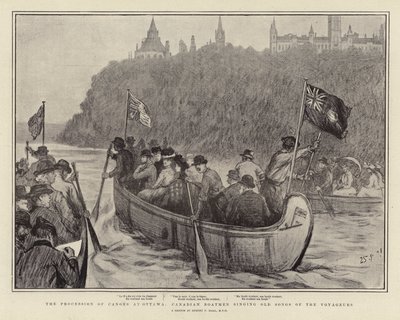 Kanooptoget ved Ottawa, canadiske bådsmænd synger gamle rejsesange af Sydney Prior Hall