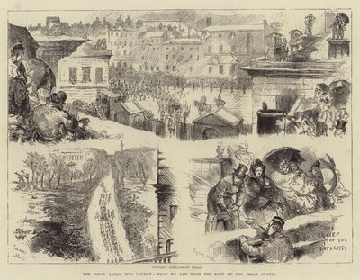 The Royal Entry into London, hvad vi så fra Hestevagtens tag af Sydney Prior Hall
