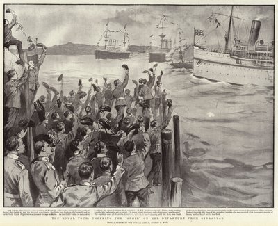 Den kongelige tur, der hepper opiren på hendes afgang fra Gibraltar af Sydney Prior Hall