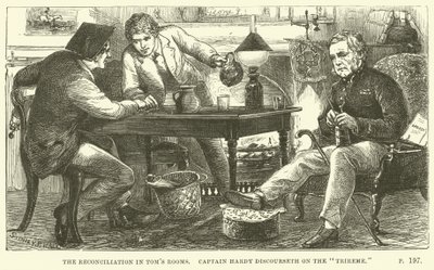 Illustration til Tom Brown i Oxford af Thomas Hughes af Sydney Prior after Hall