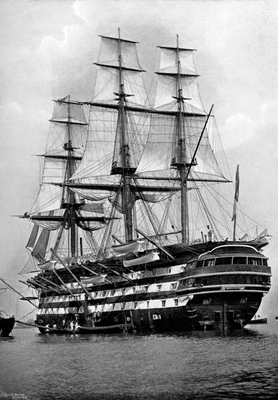 Træningsskibet HMS St Vincent i Portsmouth, Hampshire, 1896 af Symonds and Co