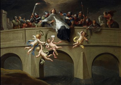 Le martyre de Jean Nepomucene (1345-1393) - Saint John Nepomuks martyrium par Czechowicz, Szymon (1689-1775). Olie på lærred, størrelse: 61x86,5, ca. 1750, Nationalmuseet, Warszawa af Szymon Czechowicz