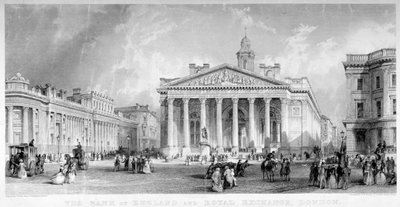 Royal Exchange, City of London, c1850. af TA Prior