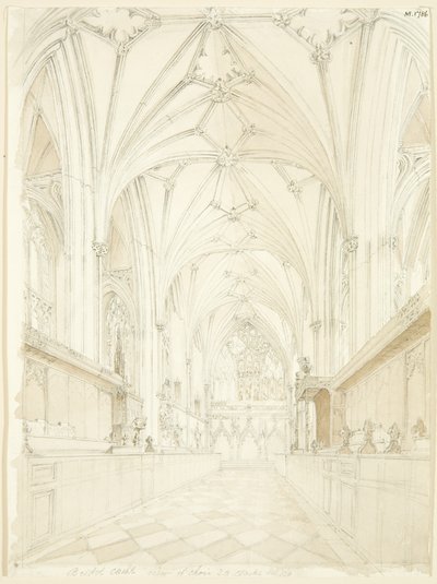 Kor fra Bristol Cathedral ser mod øst af T.H. Clarke