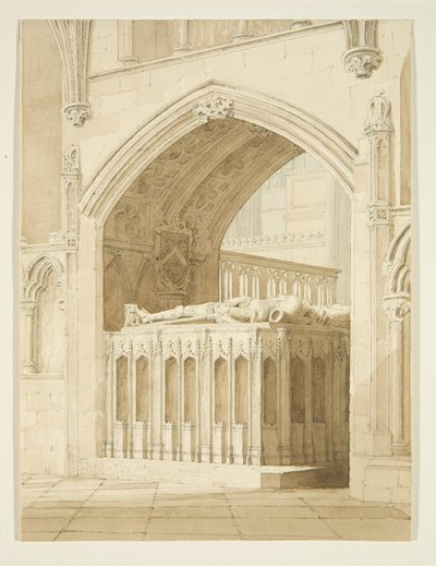 Robert Fitzhardings grav, død 1170, i Bristol Cathedral (blyant og akvarel på papir) af T.H. Clarke