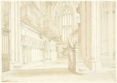 Udsigt over orgelskærmen i Bristol Cathedral af T.H. Clarke