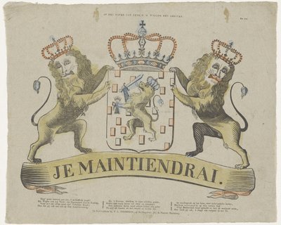 På våbenskjoldet af hans K. M. Willem den Eersteen (titel på objekt) af T.L. Thompson