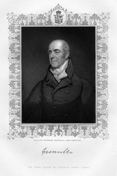 William Wyndham Grenville 1759-1834, 1. Baron Grenville, engelsk politiker, 1800-tallet. af T. A. Dean