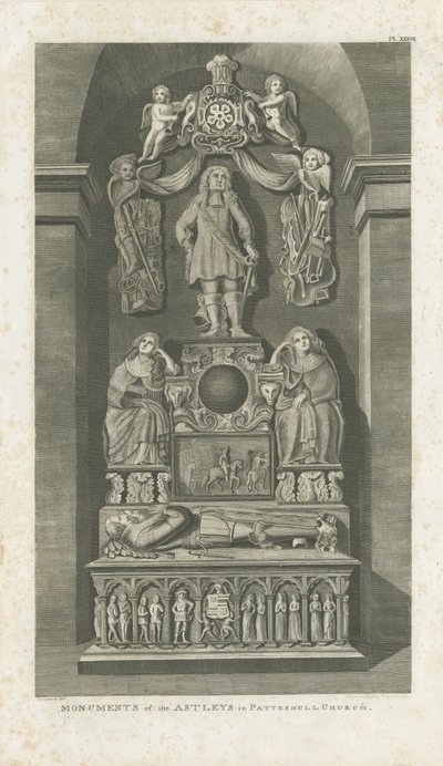 Interiør af Patshull Church - Astleys grave: gravering, [c 1799] (tryk) af T Carter