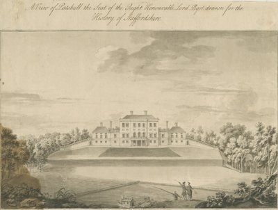 Patshull House: sepia vask tegning, nd [slutningen af det 18. århundrede] af T Carter