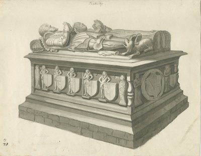 Penkridge Church - Tomb of [Sir Edward Littleton]: sepia tegning, nd [slut 18. århundrede] (tegning) af T Carter