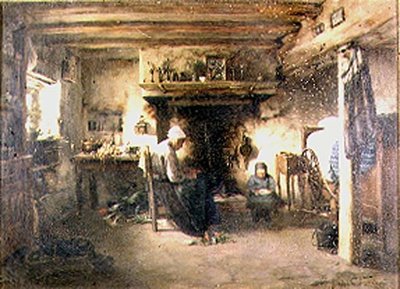 Interiør af et bondehus af T. Grondard