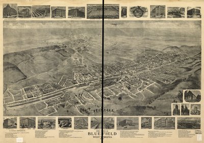 Luftudsigt over Bluefield, West Virginia 1911 af T. M. Fowler