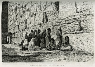 Jøder, der græder mod templets mure (klagemur). Gravering af Taylor, til illustration af La Syria d