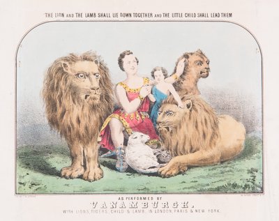 Løven og lammet skal ligge sammen og det lille barn skal lede dem, ca. 1840 (akvarel på papir) af T. W. Strong