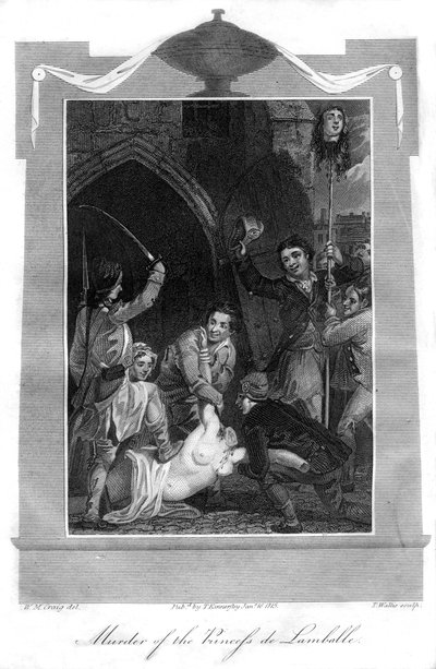 Mordet på prinsessen de Lamballe, 1816. af T. Wallis