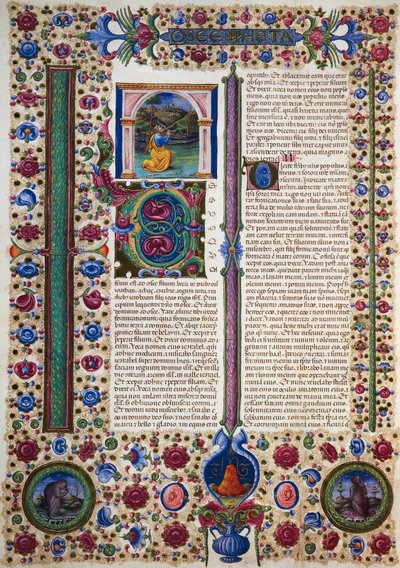 Incipit fra profeten Hoseas Bog, fra bind II af Bible of Borso d