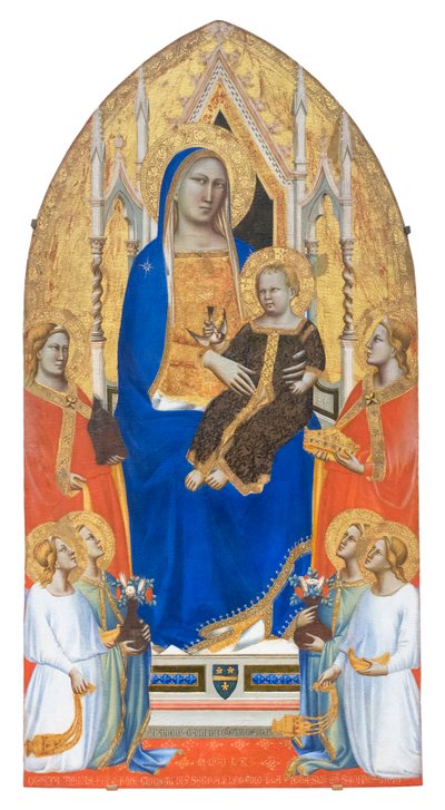 Madonna og barn troner med den hellige Maria Magdalena, den hellige Katarina af Alexandria og engle af Taddeo Gaddi