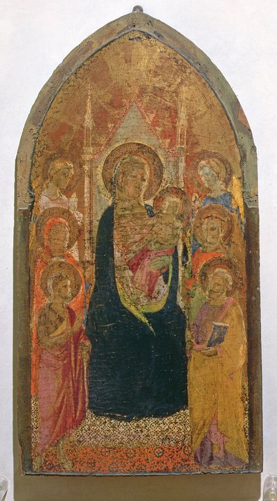 Madonna og barn med hellige (tempera på panel) af Taddeo Gaddi