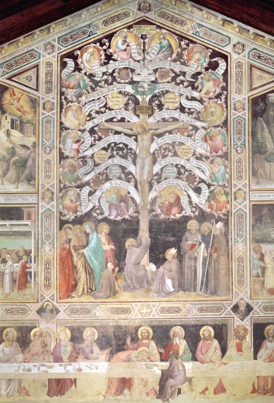 Livets træ og den sidste nadver, 1360 freskodetalje af 85020 af Taddeo Gaddi