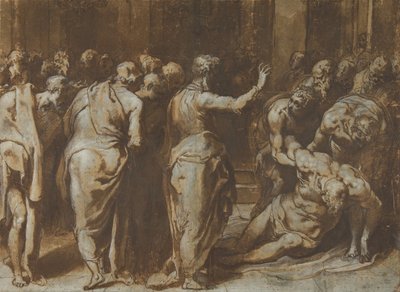 Sankt Paul genopretter Eutychus til live, 1529-66. af Taddeo Zuccaro