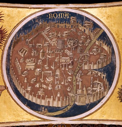 Perspektivkort over Rom med antikkens monumenter, 1414 af Taddeo di Bartolo