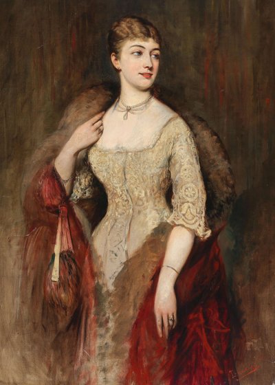 Portræt af sangerinden Joséphine de Reszke 1855-1891, 1879. af Tadeusz Ajdukiewicz