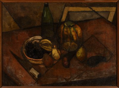 Stilleben med melon og kniv af Tadeusz Makowski