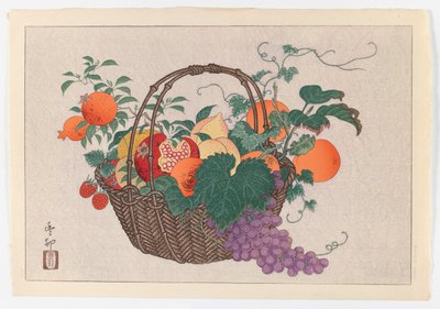 Stilleben med frugtkurv, ca. 1930 (tryk) af Taisu Taisu