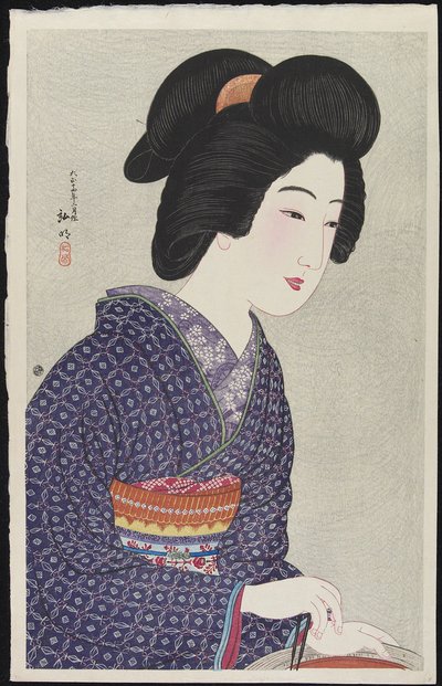 Kvinde ved en brændeovn, februar 1925 af Takahashi Hiroaki