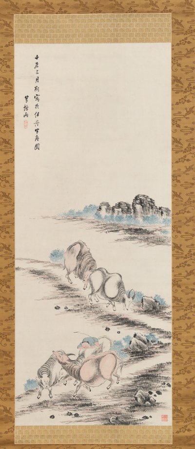 Oxen and Herdboy, 1832. af Takahashi Sohei