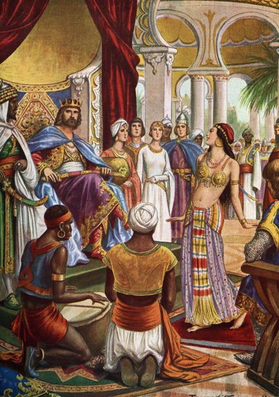 Arabisk-normannisk kultur: "" Pragten af det kongelige hof af Roger II af Hauteville (Ruggero Altavilla) (1097-1154), grundlæggeren af monarkiet på Sicilien" (normannisk-arabisk-byzantinsk kultur (normannisk-siciliansk kultur): kongeligt hof af Roger II af af Tancredi Scarpelli