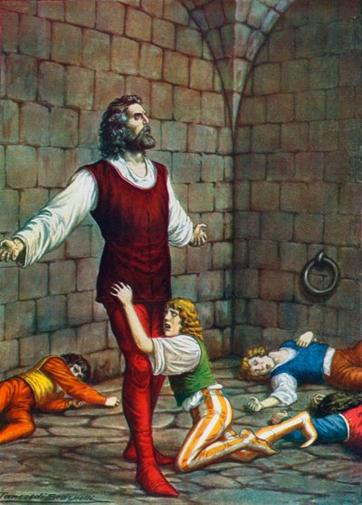 Grev Ugolino della Gherardesca og hans sønner forlod for at sulte i Muda af Tancredi Scarpelli