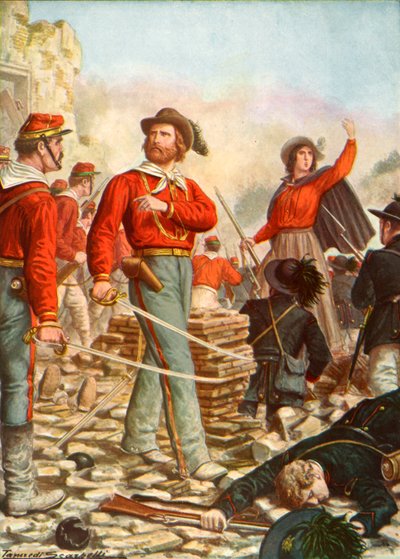 Garibaldi og hans kone, Anita, forsvarede Rom i 1849 af Tancredi Scarpelli
