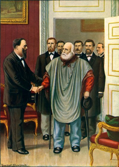 Garibaldi besøger Vittorio Emanuele i Rom. Den sidste diskussion mellem de to forfattere af Risorgimento af Tancredi Scarpelli