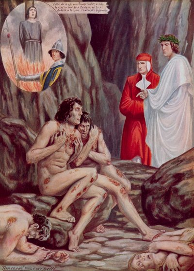 Illustration til Dantes guddommelige komedie af Tancredi Scarpelli