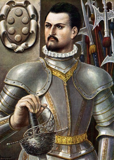 Portræt af Jean de Medicis kendt som Jean des Bands Noires (Giovanni dalle Bande Nere) (1498-1526) Italiensk condottiere Illustration af Tancredi Scarpelli (1866-1937) fra "" Storia d