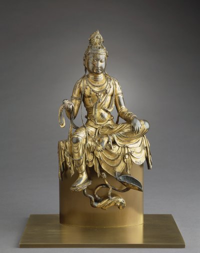 Siddende bodhisattva Avalokitesvara, 8. århundrede (bronze med forgyldning) af Tang Dynasty Chinese School