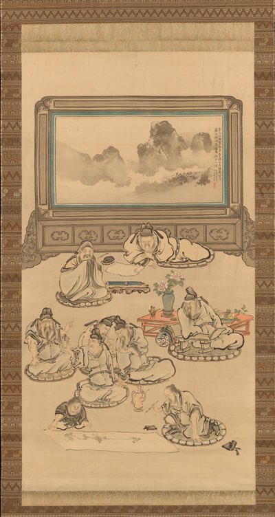 De otte udødelige i vinkoppen, 1828. af Tani Buncho