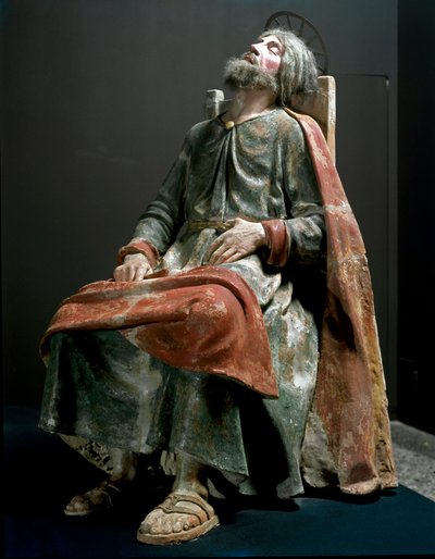 Englen, der annoncerer Jesu fødsel Detalje af Saint Joseph. Skulptur af Tanzio da Varallo (Antonio d