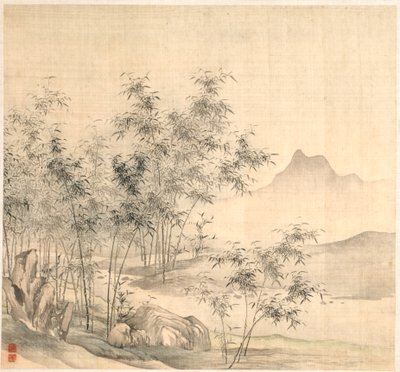En enlig kran i bambuslunden af Tao Hong